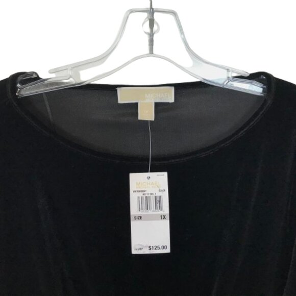 NWT Womens Plus Size 1X MICHAEL Michael Kors Mixed Media Twist Front Shirt Dress - Picture 4 of 6